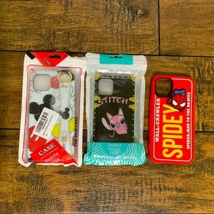 Lot of 3 iPhone 12 Cases Mickey Mouse, Spider-Man, Stitch